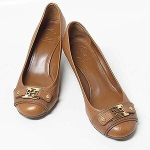 【トリーバーチ/TORY BURCH】型押しレザー パンプス サイズ6 1/2 ブラウン