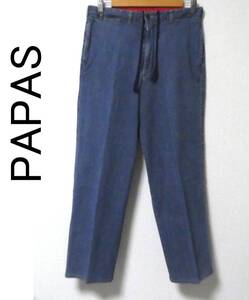 正規品 PAPAS パパス USED ウォッシュ加工 ストレッチ イージー デニム パンツ ノータック L 藍 インディゴ