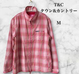 T&C SURF DESIGNS 　レディースM チェックジャケット　ピンク系　チェック 長袖