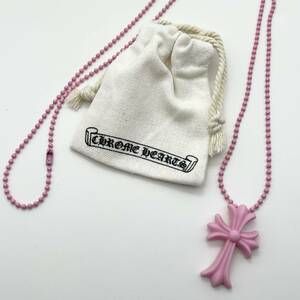 【ネコポス発送】クロムハーツ Chrome Hearts ラバーCHクロス ネックレス ボールチェーン シリコン ピンク pink