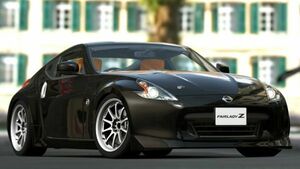 日産 フェアレディ 370Z Z34型 2008年 黒 絵画風 壁紙ポスター 特大版1023×576mm（はがせるシール式）005S1