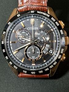 CITIZEN シチズン　ソーラー腕時計　アナログ　レザー　GRY BRW H610-S099277 箱付き　動作品　売り切り