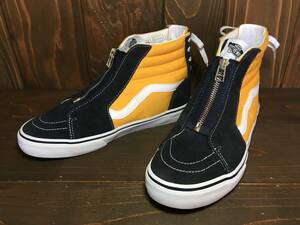 ★VANS バンズ US企画 SK8 HI スケート ZIP 紺×白×黄 ジッパー 25.0cm 極美品 Used 検 オールドスクール ハーフキャブ