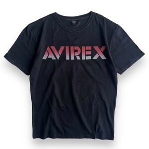 国内正規品 AVIREX アヴィレックス 半袖 ステンシル ロゴ グラデーション Tシャツ Lサイズ 黒 BLACK トップス カットソー TEE 上野商会