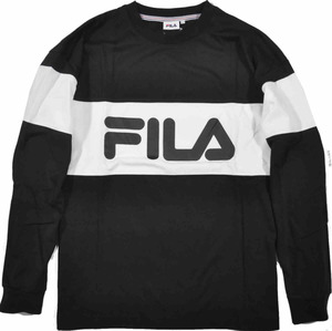 FILA(フィラ) Tシャツ 長袖 切り替えロンT TC天竺 ユニセックス Sサイズ 08ブラック FM5408