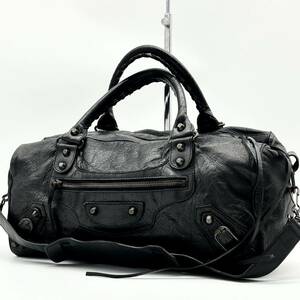 ●高級●BALENCIAGA バレンシアガ 2way ツィギー シティ ハンドバッグ トート ショルダーバッグ 鞄 かばん 本革 レザー 肩掛け可 黒