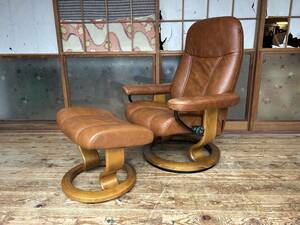 ★宮城県 直接お渡し大歓迎 北欧 ノルウェー EKORNES エコーネス オットマン付き リクライニングチェア ストレスレス チェアー ソファ★