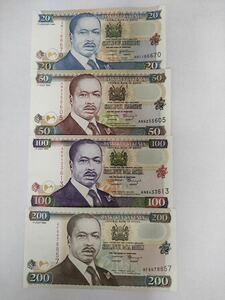 215.旧札ケニア4種(折れなし含む)旧紙幣