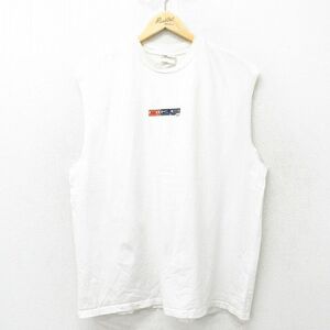 XL/古着 ナイキ NIKE ノースリーブ ビンテージ Tシャツ メンズ 90s ワンポイントロゴ 大きいサイズ コットン クルーネック 白 ホワイト spe