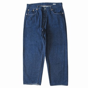 美品 22SS コモリ COMOLI DENIM 5POCKET PANTS デニム 5ポケット パンツ ワイド ボタンフライ V01-03008 サイズ3 インディゴブルー