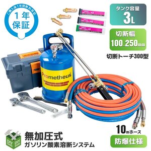 特価●新品！ 3L ガソリン酸素 溶断機セット 無加圧 ガソリン・酸素溶断システム RN3B-300型 100-250mm厚用切断 ◆1年保証