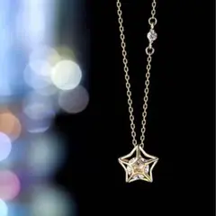 058Nh【オシャレ】超綺麗　一粒　ダイヤ　ネックレス　CZ　ゴールド　18K