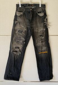 【希少】undercover UnderCoverism アンダーカバー アンダーカバイズム 05AW ARTS&CRAFTS期 68Denim クラッシュ加工ワイドデニム 5A241-P3