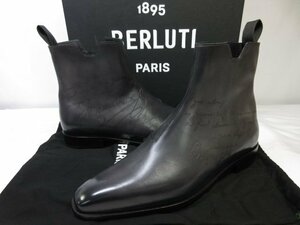 未使用品 【ベルルッティ Berluti】 S5777-002 カリグラフィ デムジュール サイドジップブーツ 靴(メンズ) 8 グレーネイビー ■30MZA5585■