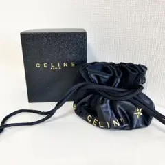 CELINE セリーヌ 巾着ポーチ サテン ブラック 黒