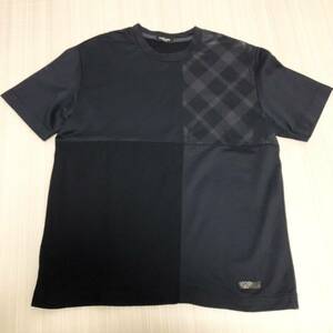 【サイズLL】BLACKLABEL CRESTBRIDGE ブラックレーベルクレストブリッジ　半袖Tシャツ ブラック 切り替えデザイン　サイズLL