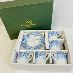 【未使用】Giovanni Valentino ジョバンニバレンティノ コーヒー碗皿 5客 カップ＆ソーサー 花柄 茶器 洋食器