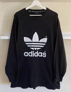 90s adidas アディダス トレフォイル スウェット XL 黒 万国旗タグ