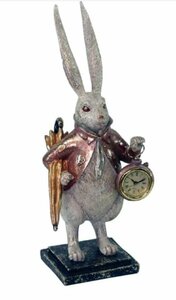 モダンアンティーク調　不思議の国のアリスみたい　可愛いうさぎの置時計　ウサギの置時計　置物