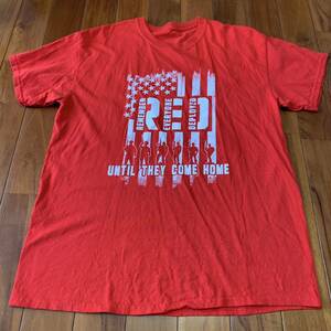 沖縄 米軍放出品 RED ミリタリー 半袖 Tシャツ オシャレ ファッション 古着 ビンテージ レッド (管理番号TU6)
