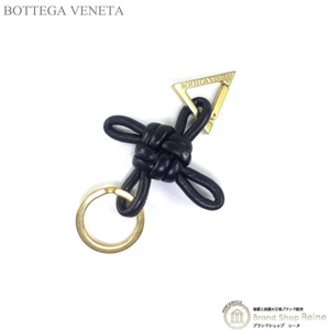 ボッテガ ヴェネタ （BOTTEGA VENETA） トライアングル キーリング キーホルダー カラビナ 619100 ブラック（中古）