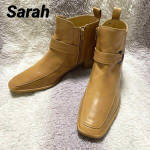 s973 Sarah サラ/レザーブーツ/本革ショートブーツ/キャメル/上品