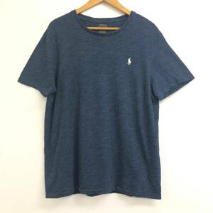 □POLO RALPH LAUREN 半袖Tシャツ L(180/100A) 紺 ポロラルフローレン メンズ ロゴ刺 綿100％ CUSTOM SLIM FIT 複数落札同梱OK B240531-5