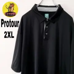 usa古着 protour 半袖ポロシャツ　2XL ブラック　GOLF