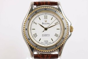 稼動 BULOVA ブローバ スーパーフラット BAG.545.200 自動巻き デイト 21石 裏スケルトン 腕時計 SUPERFLAT 【彩irodori】