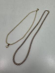 K0612-34 4158【1円スタート】 真珠　K18刻印　パールネックレス　2点セット　アクセサリー　レディース