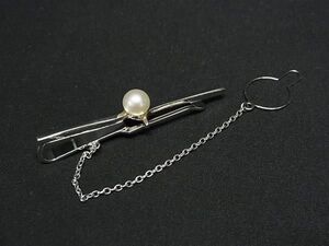 ■美品■ MIKIMOTO ミキモト 本真珠 アコヤ真珠 パール 約6mm SV925 ネクタイピン タイピン アクセサリー メンズ シルバー系 DG0957