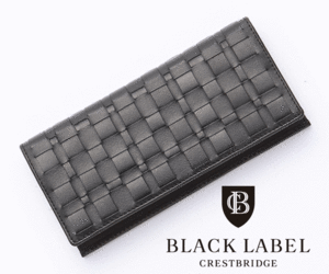 送料込 新品 BLACK LABEL CRESTBRIDGE ブラックレーベル クレストブリッジ CBイントレチャート レザー ロングウォレット 長財布 ブラック