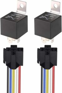 E196-2個 5Pin 24V 40A Kiligen 車 モーター用 24V 40A ヘビーデューティ リレー 5Pin ヒュ