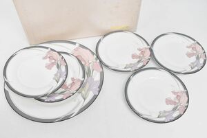 (830L 0607M19) 1円～ 未使用 Noritake ノリタケ NEW DECADE 9091 大皿 盛皿 中皿 取皿 6枚入 ケース付 花絵 洋食器