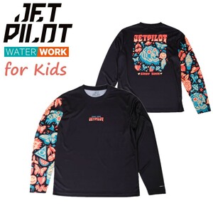 ジェットパイロット JETPILOT 2025 キッズ 速乾Tシャツ 送料無料 シンディ シン LS ハイドロ Tシャツ JA24361 ブラックマルチ 6Y