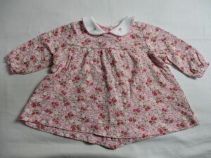 BB252【baby motherways】ベビー マザウェイズ　花柄模様　長袖　カットソー　女児　淡赤　69