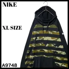 NIKE ナイキ ドライフィット パーカー 迷彩 ボーダー 黒 メンズ XL