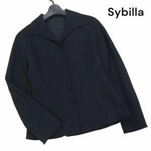 Sybilla シビラ 通年 オープンカラー♪ ウール ジャケット Sz.40　レディース 黒　K3T01251_C#O