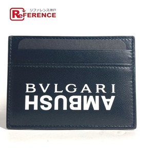 BVLGARI ブルガリ ロゴ 名刺入れ パスケース バイカラー AMBUSH コラボ アンブッシュ カードケース ブラック メンズ【中古】