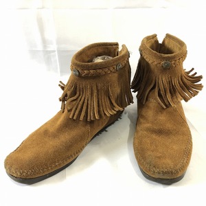 MINNETONKA ミネトンカ 美品 ハイトップ バックジップ ブーツ 24cm 茶 G2