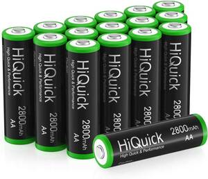 単3充電池16本 HiQuick 充電池 単3形 16本セット 単三電池充電式 大容量2800mah 充電電池 定出力1.2V ニ