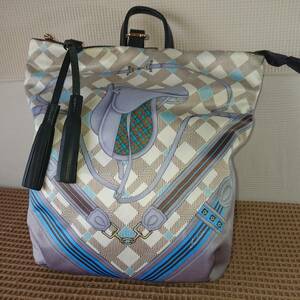 ★美品★6M2875A★リュック★ 革部分ネイビーグレー系　SAC　株式会社サック　　本体（ナイロン系）×本革（ショルダー）