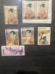 日本切手　古い切手　記念切手　1955年・1956年 切手趣味週間(一部銘版付) 月に雁8円など　コレクション