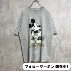 古着 used　Disney　ディズニー　Mickey　ミッキーマウス　半袖両面プリントTシャツ　グレー　クルーネック