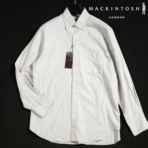 新品1円～★定価2.9万 MACKINTOSH LONDON マッキントッシュ ロンドン 長袖 YAK COTTON】ヤクコットンボタンダウンシャツ L グレー◆5077◆