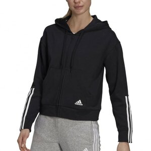 ★アディダス adidas 新品 レディース Essentials ルーズカット スウェット パーカー ジャケット 黒 Lサイズ [GS1380-L] 二 弐★QWER★