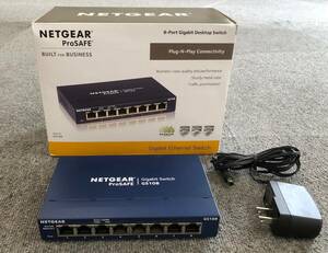 【中古美品 通電確認済】NETGEAR PROSAFE GS108 8ポート ギガビット 10/100/1000Base-T スイッチハブ Gigabit Switch Hub