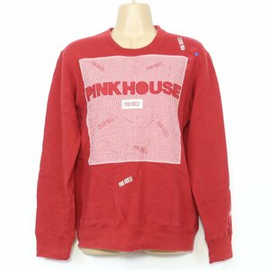 PINK HOUSE★長袖トレーナー　暖かい　アップリケ　秋冬　Mサイズ　赤系z5354