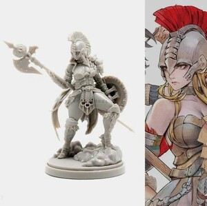 【新品】38mm 1/35 KINGDOM DEATH キングダム・デス グラディエーター・エコーズ・オブ・デス 2KD 女性戦士 レジン製 フィギュア H166