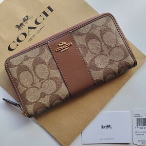 【新品】COACH コーチ 長財布 シグネチャー カーキ　サドル　54630